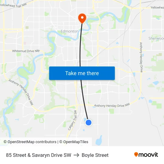 85 Street & Savaryn Drive SW to Boyle Street map