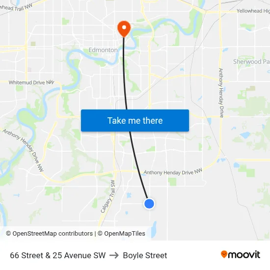 66 Street & 25 Avenue SW to Boyle Street map