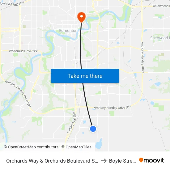 Orchards Way & Orchards Boulevard SW to Boyle Street map
