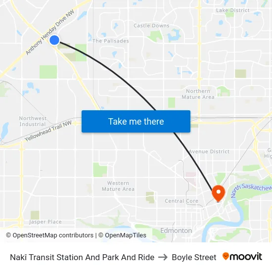 Nakî Transit Station And Park And Ride to Boyle Street map