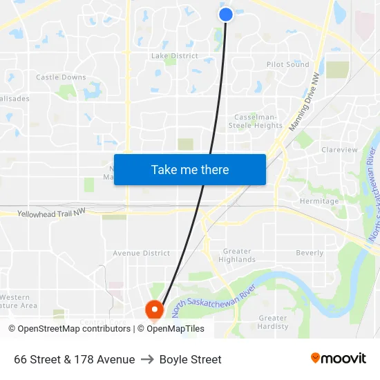 66 Street & 178 Avenue to Boyle Street map