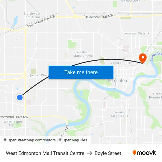 West Edmonton Mall Transit Centre to Boyle Street map