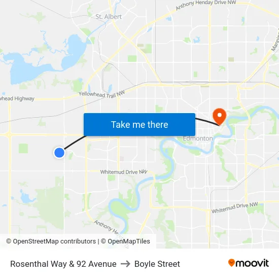 Rosenthal Way & 92 Avenue to Boyle Street map