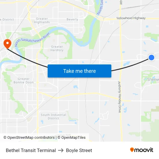Bethel Transit Terminal to Boyle Street map
