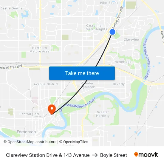 Clareview Station Drive & 143 Avenue to Boyle Street map
