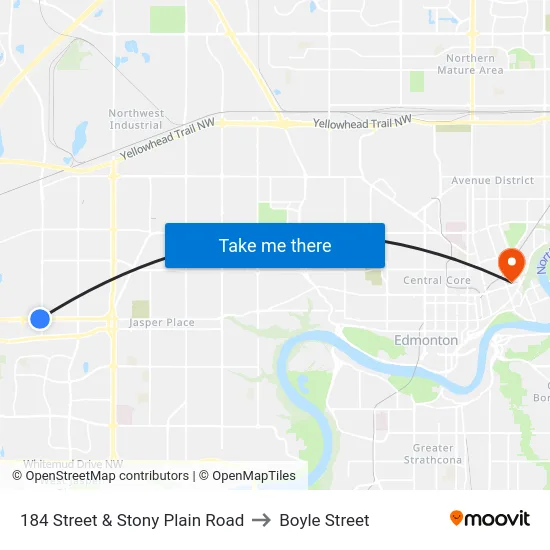 184 Street & Stony Plain Road to Boyle Street map