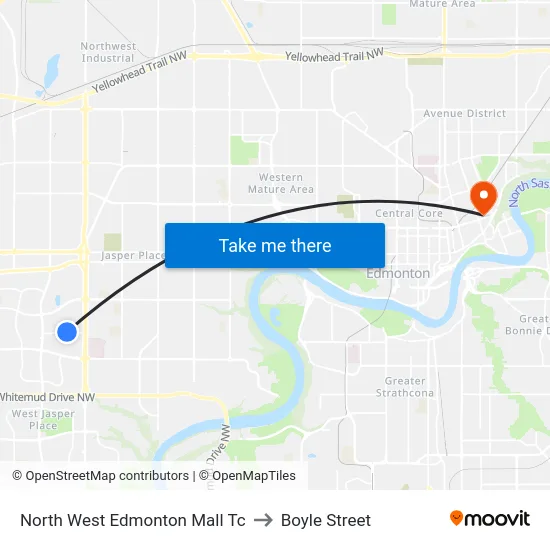 North West Edmonton Mall Tc to Boyle Street map