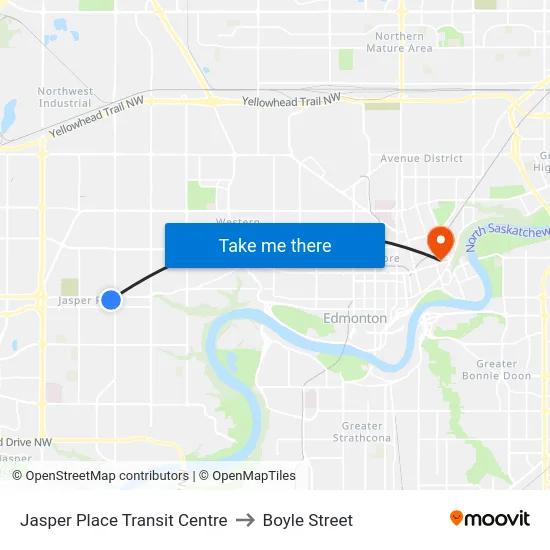 Jasper Place Transit Centre to Boyle Street map