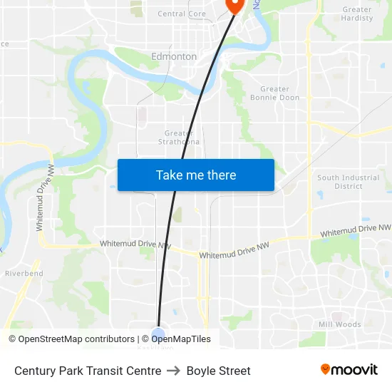 Century Park Transit Centre to Boyle Street map