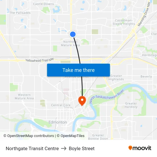 Northgate Transit Centre to Boyle Street map