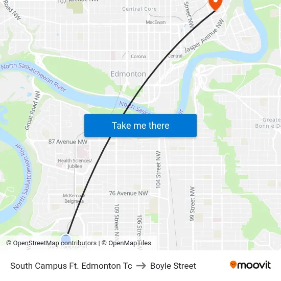 South Campus Ft. Edmonton Tc to Boyle Street map