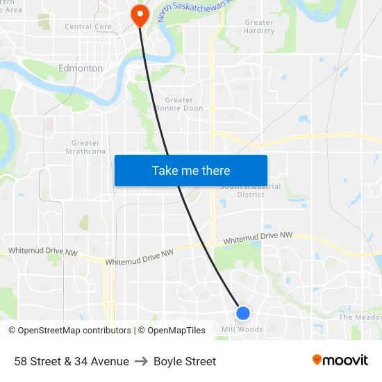58 Street & 34 Avenue to Boyle Street map