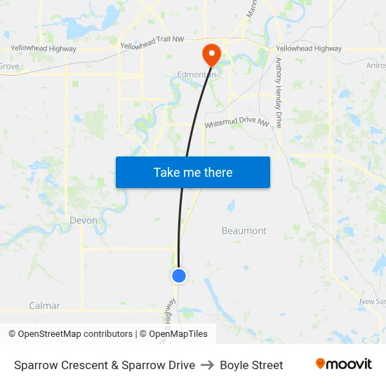 Sparrow Crescent & Sparrow Drive to Boyle Street map