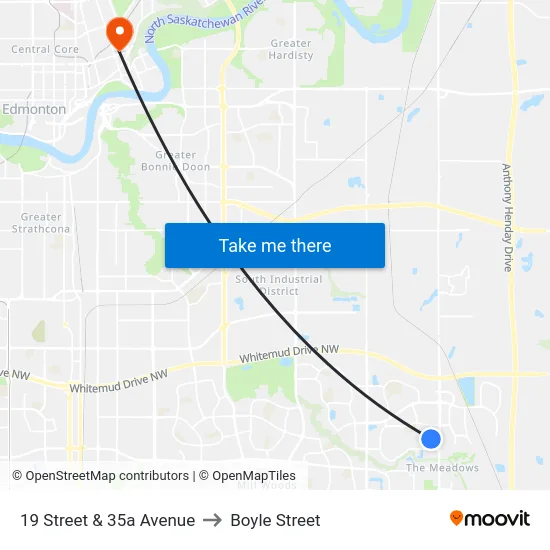 19 Street & 35a Avenue to Boyle Street map