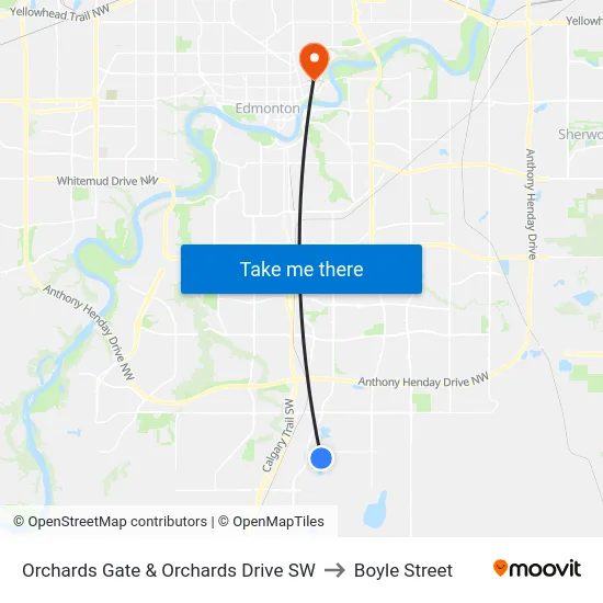 Orchards Gate & Orchards Drive SW to Boyle Street map