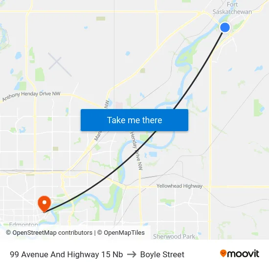 99 Avenue And Highway 15 Nb to Boyle Street map
