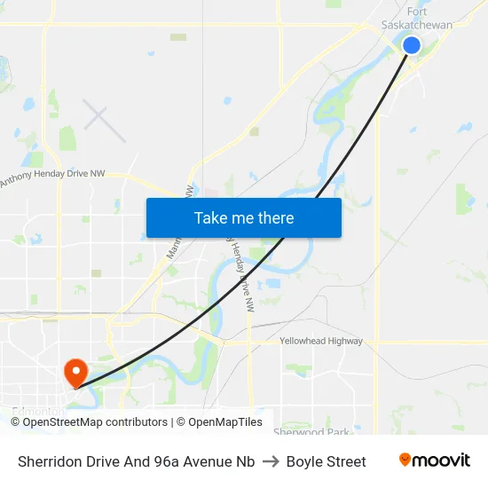Sherridon Drive And 96a Avenue Nb to Boyle Street map