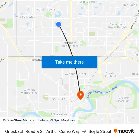Griesbach Road & Sir Arthur Currie Way to Boyle Street map