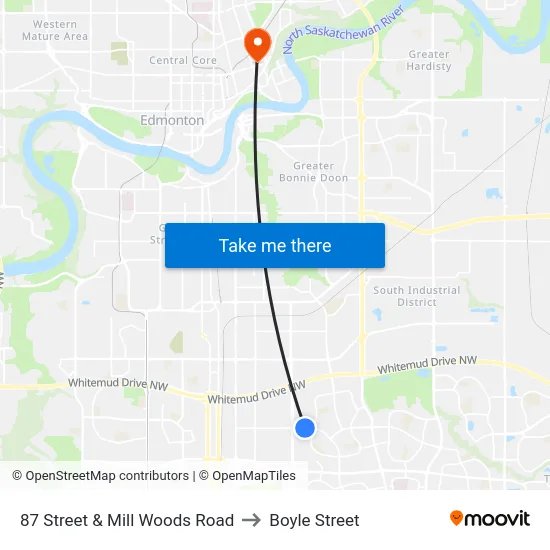 87 Street & Mill Woods Road to Boyle Street map