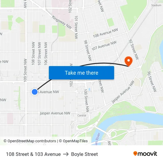 108 Street & 103 Avenue to Boyle Street map