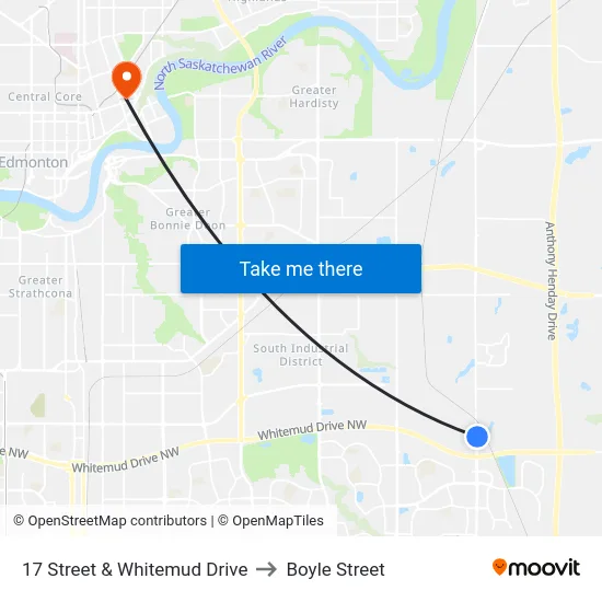 17 Street & Whitemud Drive to Boyle Street map