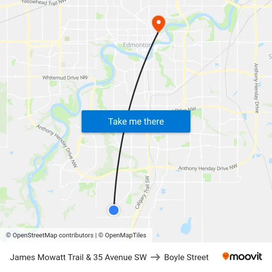 James Mowatt Trail & 35 Avenue SW to Boyle Street map