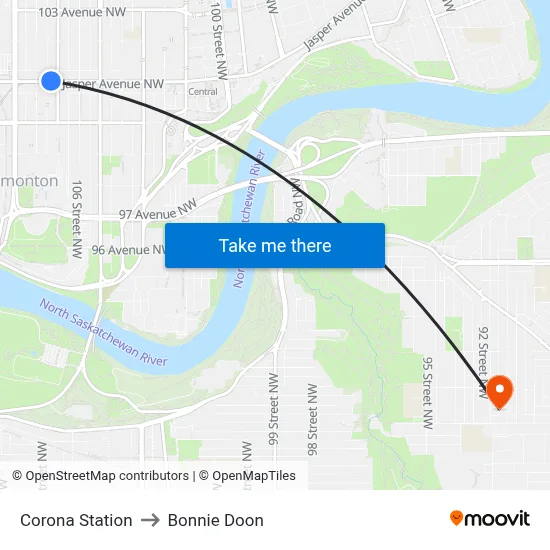 Corona Station to Bonnie Doon map