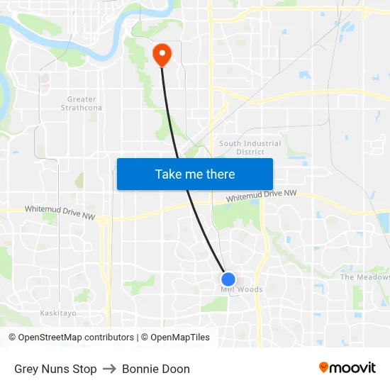 Grey Nuns Stop to Bonnie Doon map
