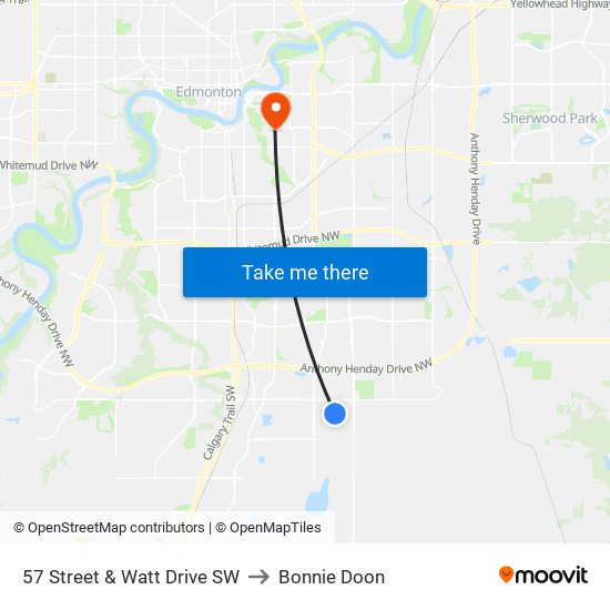 57 Street & Watt Drive SW to Bonnie Doon map