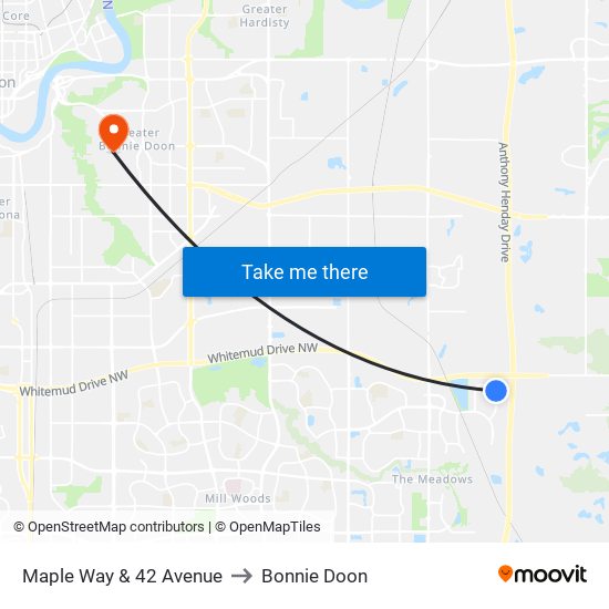 Maple Way & 42 Avenue to Bonnie Doon map