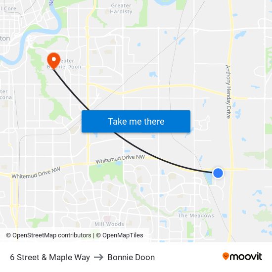 6 Street & Maple Way to Bonnie Doon map