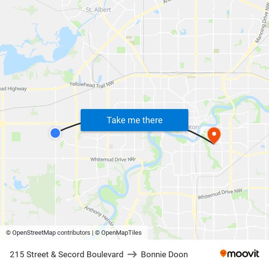 215 Street & Secord Boulevard to Bonnie Doon map