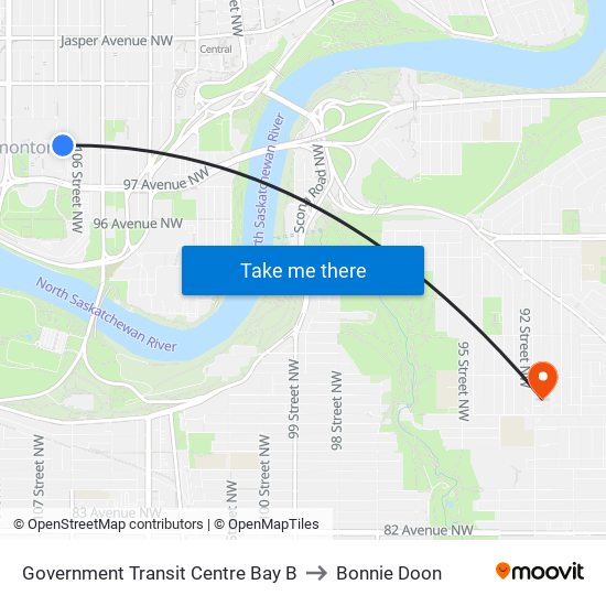 Government Transit Centre Bay B to Bonnie Doon map