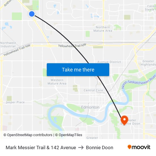 Mark Messier Trail & 142 Avenue to Bonnie Doon map