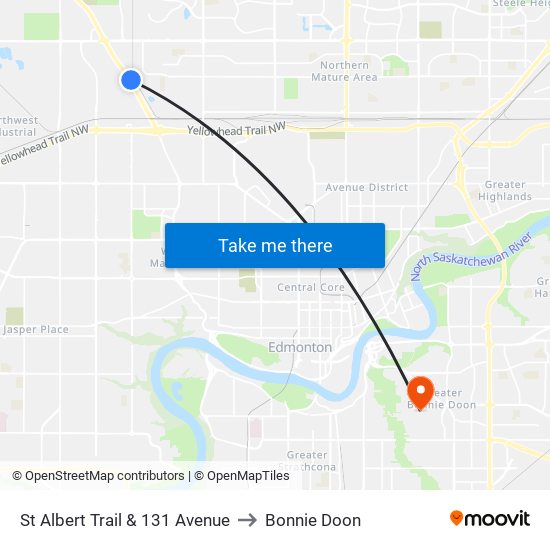 St Albert Trail & 131 Avenue to Bonnie Doon map