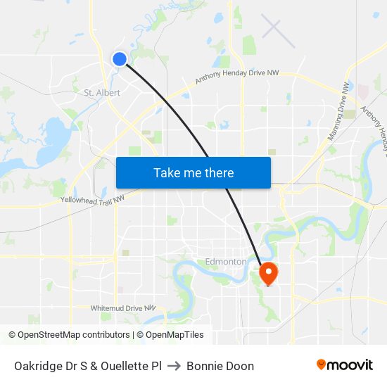 Oakridge Dr S & Ouellette Pl to Bonnie Doon map