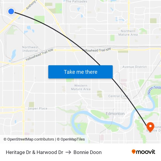 Heritage Dr & Harwood Dr to Bonnie Doon map