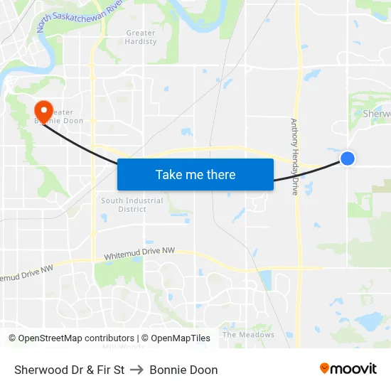 Sherwood Dr & Fir St to Bonnie Doon map