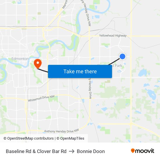 Baseline Rd & Clover Bar Rd to Bonnie Doon map