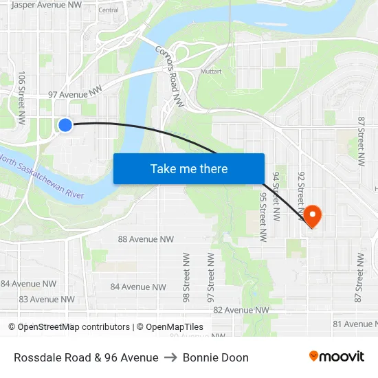 Rossdale Road & 96 Avenue to Bonnie Doon map