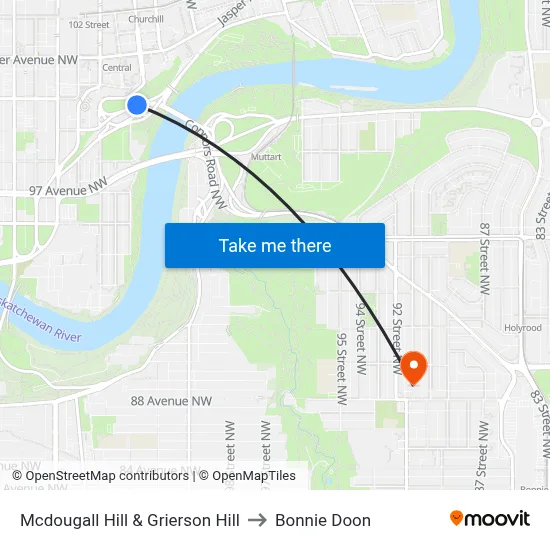 Mcdougall Hill & Grierson Hill to Bonnie Doon map