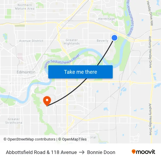 Abbottsfield Road & 118 Avenue to Bonnie Doon map