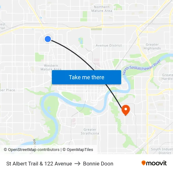 St Albert Trail & 122 Avenue to Bonnie Doon map