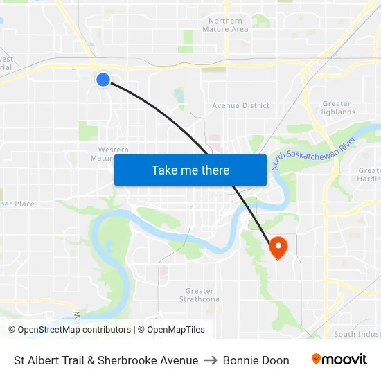 St Albert Trail & Sherbrooke Avenue to Bonnie Doon map