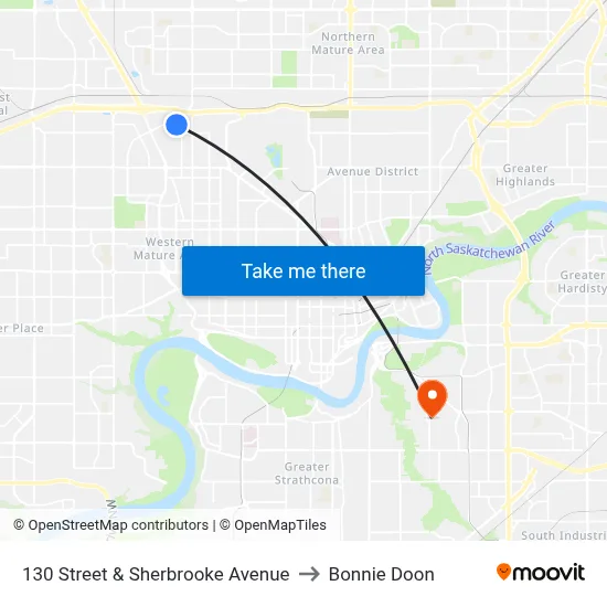 130 Street & Sherbrooke Avenue to Bonnie Doon map