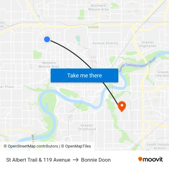 St Albert Trail & 119 Avenue to Bonnie Doon map