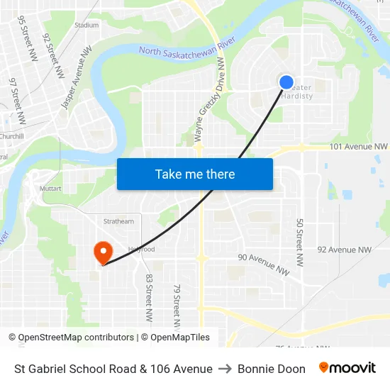 St Gabriel School Road & 106 Avenue to Bonnie Doon map