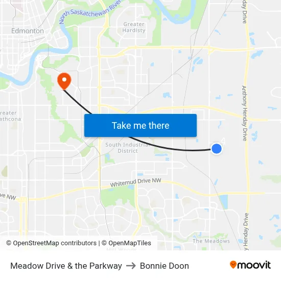 Meadow Drive & the Parkway to Bonnie Doon map