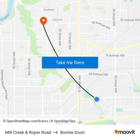Mill Creek & Roper Road to Bonnie Doon map