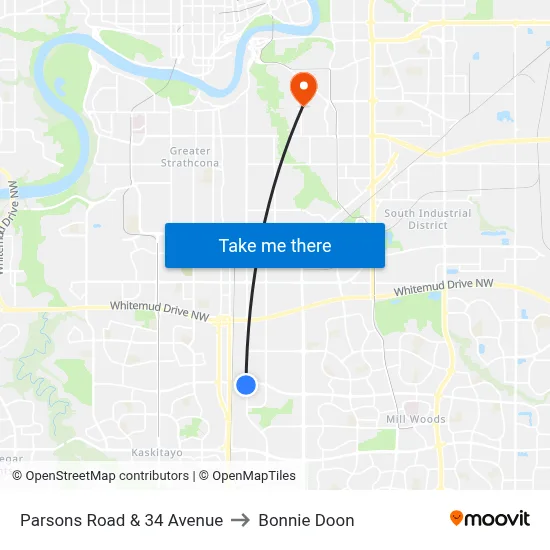 Parsons Road & 34 Avenue to Bonnie Doon map